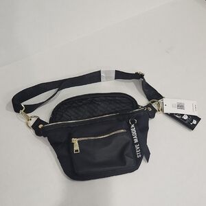 Steve Madden Black Crossbody Bag with Gold Zipper